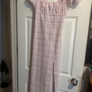 Zara Pink Plaid Off-Shoulder Kids Dress
